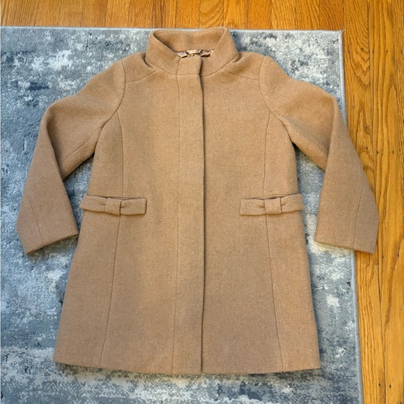 Crewcuts J.Crew Girls' wool-blend bow-pocket coat, kids 6-7, Heathered Acorn - Picture 2 of 11